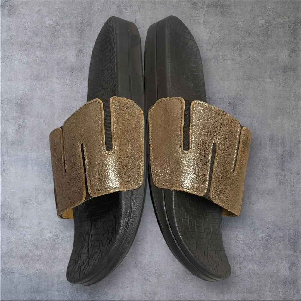 SAS Float Slide Sandals Sunstone  Gold Metallic Bronze Womens 10 Wide Slip On